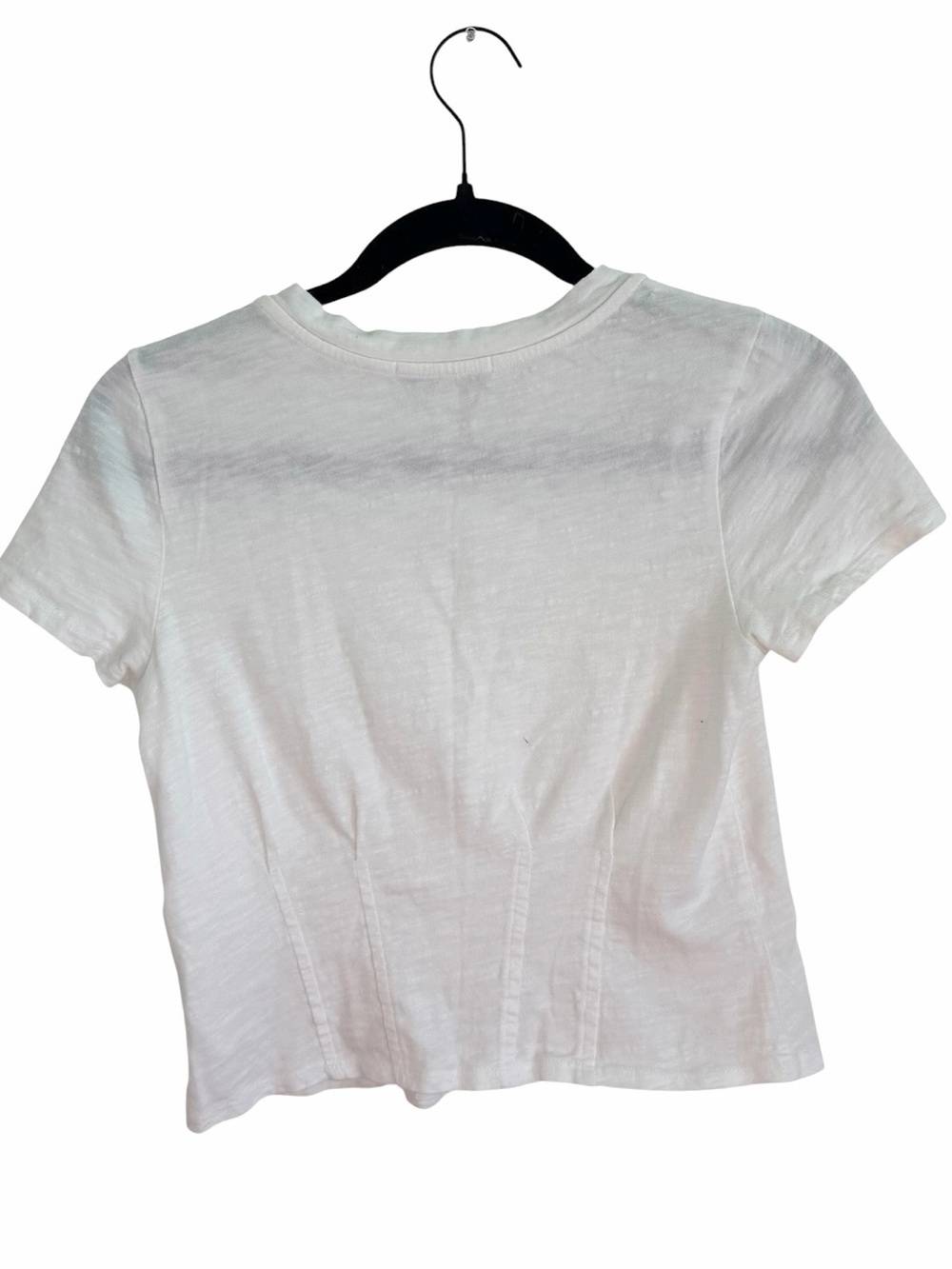 Anthropologie Eri + Ali White Crewneck Corset Short Sleeve Tee T shirt - Picture 4 of 7